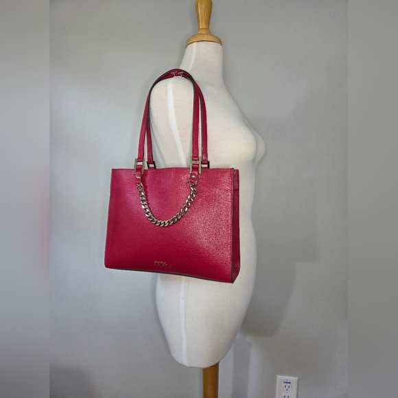 Furla Maggie Leather Shoulder Bag In Scarlet - Picture 9 of 9